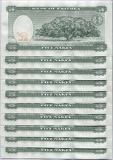 Eritrea 5 Nakfa 1997 P 2 UNC Lot 10 Pcs, Boy men Jacaranda tree