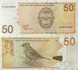 Netherlands Antilles 50 Gulden 2016 P 30 UNC ,Rufous-collared sparrow