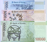 South Korea Set 3 PCS 1000 5000 10000 Won ND 2006 - 2007 P 54 55 56 UNC