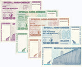 Zimbabwe set 4 UNC 5 25 50 100 Billion Dollars 2008 Agro-Cheque P 61 62 63 64