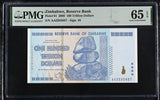 Zimbabwe 100 Trillion Dollars 2008 P 91 Gem UNC PMG 65 EPQ