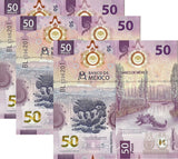 Mexico 50 Pesos 2023 P 133 Random Sign UNC LOT 3 PCS