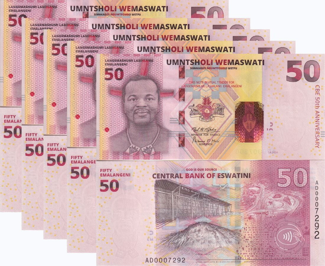 Eswatini 50 Emalangeni Swaziland 2024 50TH Commemorative P 46 LOT 5 UNC