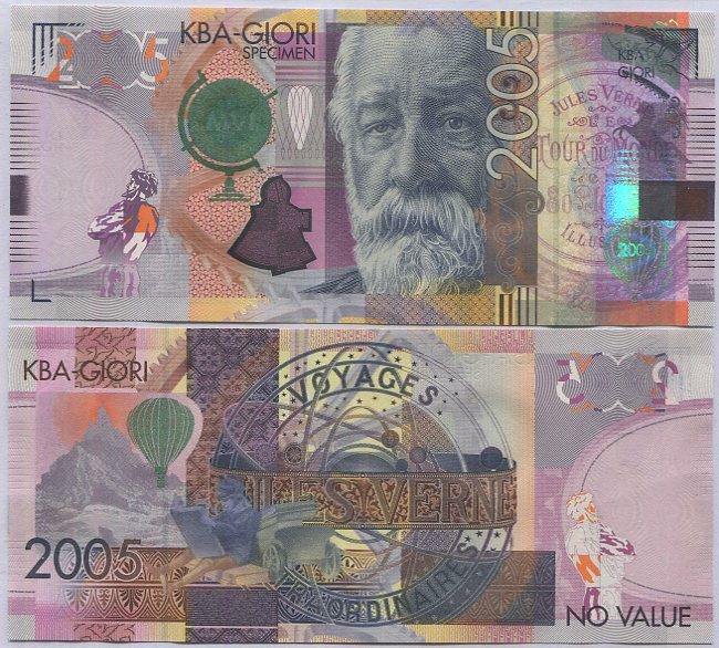 KBA GIORI TEST NOTE SPECIMEN Jules Verne 2005 Hologram OVI UNC Type II