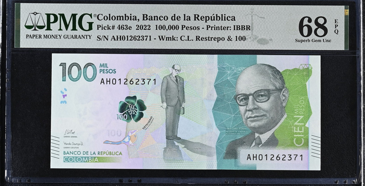 Colombia 100000 Pesos 2022 P 463 e Superb Gem UNC PMG 68 EPQ TOP