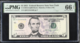 United States 5 Dollars Usa 2021 P 551 B New York Gem UNC PMG 66 EPQ