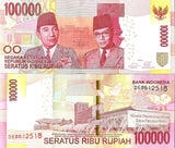 Indonesia 100000 Rupiah 2014 P 153Ab UNC
