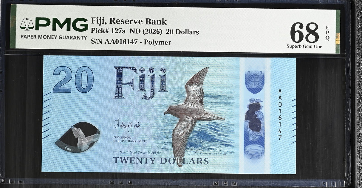 Fiji 20 Dollars ND 2026 P 127 a Superb Gem UNC PMG 68 EPQ TOP POP
