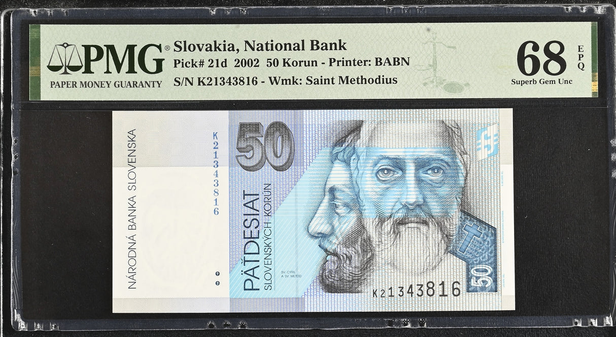Slovakia 50 korun 2002 P 21 d Superb Gem UNC PMG 68 EPQ TOP POP