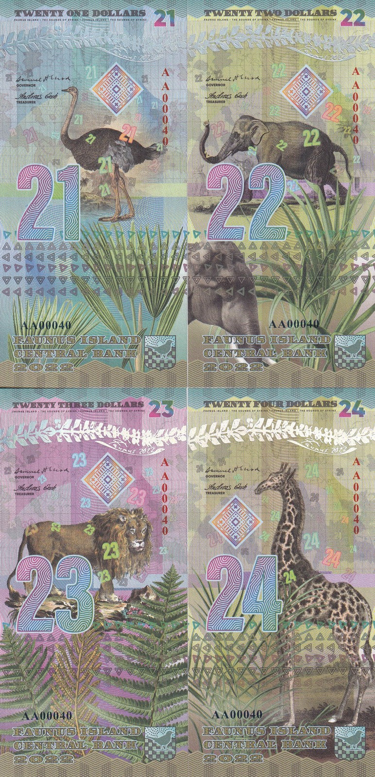 Faunus Island Set 4, 21 22 23 24 Dollars 2022 Fantasy