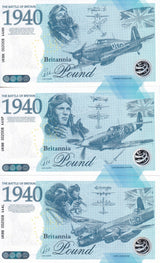 Set 3 The Battle of Britain 1940 Commemorative 2023 Britannia Pound Test Note