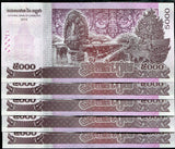 Cambodia 5000 Riels 2015 P 68 UNC Lot 5 Pcs