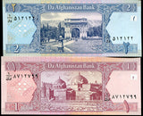 Afghanistan Set 2 UNC 1 2 Afghanis ND 2002 P 64 65