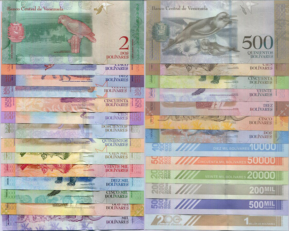 Venezuela Set 27 UNC 2 - 1 Million Bolivares 2013-2020/2021 P 88 89 90 - 113 114