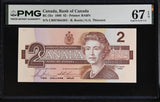 Canada 2 Dollars 1986 P 94 BC-55c Queen Elizabeth QEII Superb Gem UNC PMG 67 EPQ