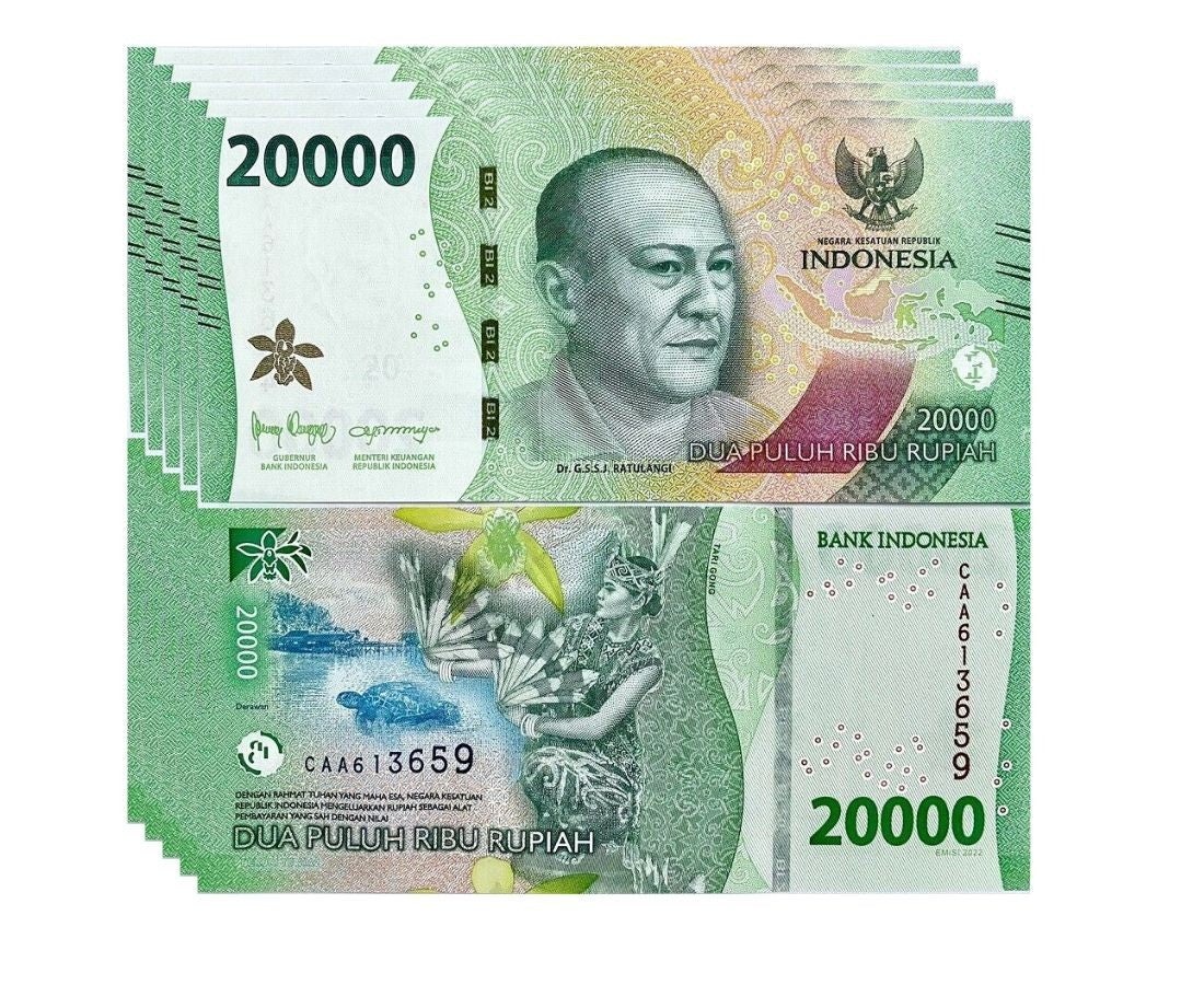 Indonesia 20000 Rupiah 2022/Mixed Years P 166 UNC LOT 5 PCS, Derawan Islands