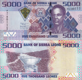 Sierra Leone 5000 Leones 2021 P 32 UNC, Sengbe Pieh , PRINTER TDLR