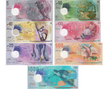 Maldives Set 7 UNC 5 10 20 50 100 500 1000 Rufiyaa 2017-2025 Polymer P A26-36