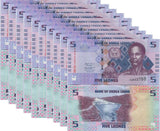 Sierra Leone 5 Leones 2022 P 36 UNC LOT 10 PCS