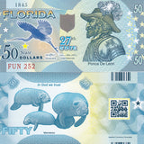 USA United State 50 Dollars 2022 POLYMER 27th manatees