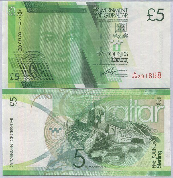 Gibraltar 5 Pounds 2011 P 35 A/AA QE II UNC