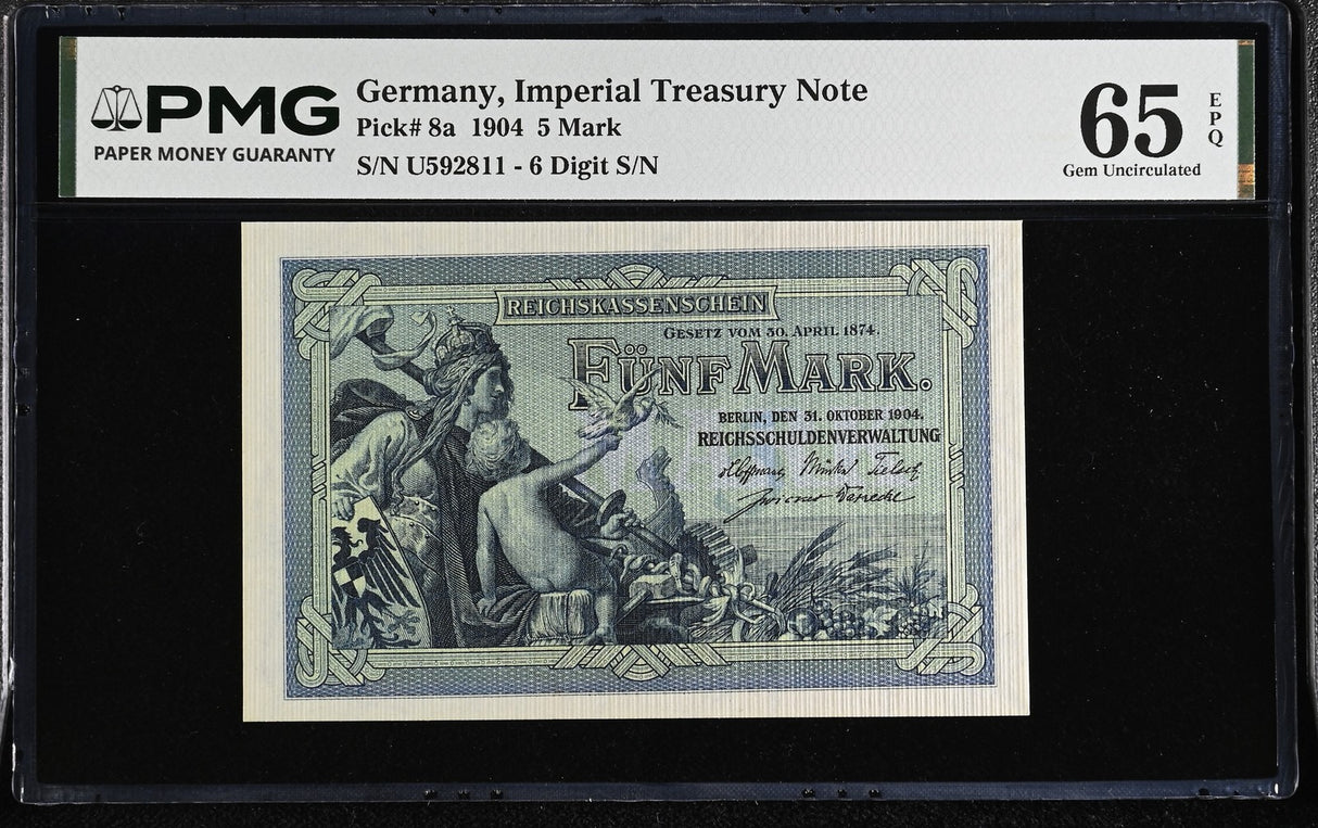 Germany 5 Mark 1904 P 8 a Gem UNC PMG 65 EPQ