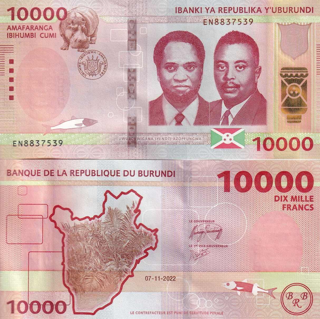 Burundi 10000 Francs 2022 P 59 UNC
