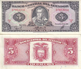 Ecuador 5 Sucres 1988 P 113 d UNC