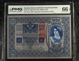 Austria 1000 Kronen 1902 ND 1919 P 59 Gem UNC PMG 66 EPQ