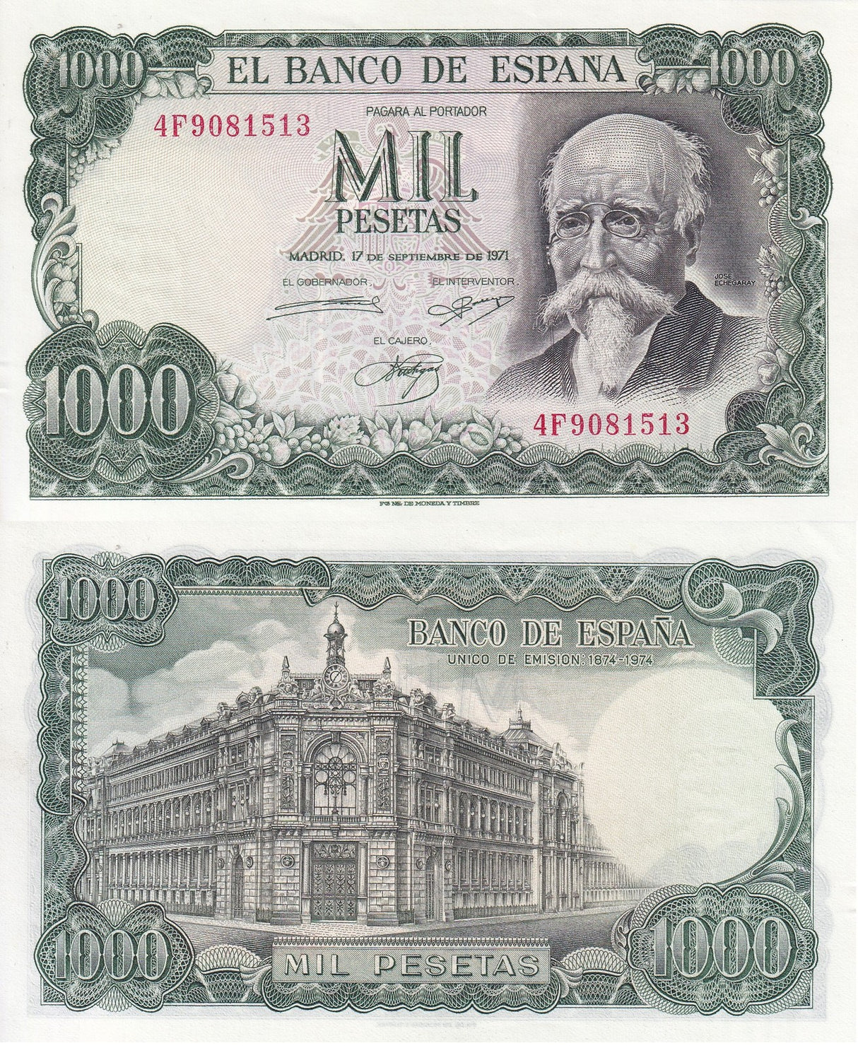 Spain 1000 Pesetas 1971 P 154 AUnc