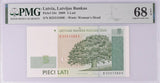 Latvia 5 Lati 2009 P 53 c Superb Gem UNC PMG 68 EPQ , Latvian art, Oak tree