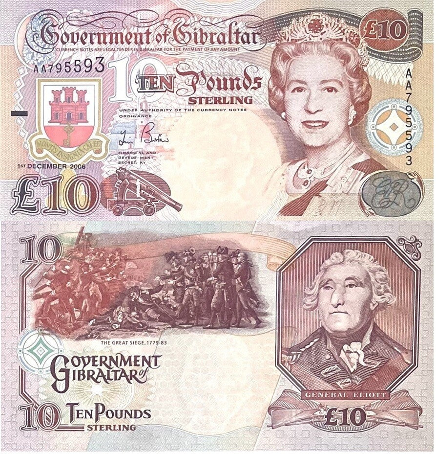 Gibraltar 10 Pounds 2006 P 32 a QEII Great Siege 1779-1783, General Eliott UNC