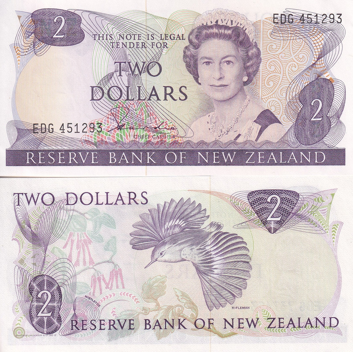 New Zealand 2 Dollar ND (1981-1992) P 170 a UNC