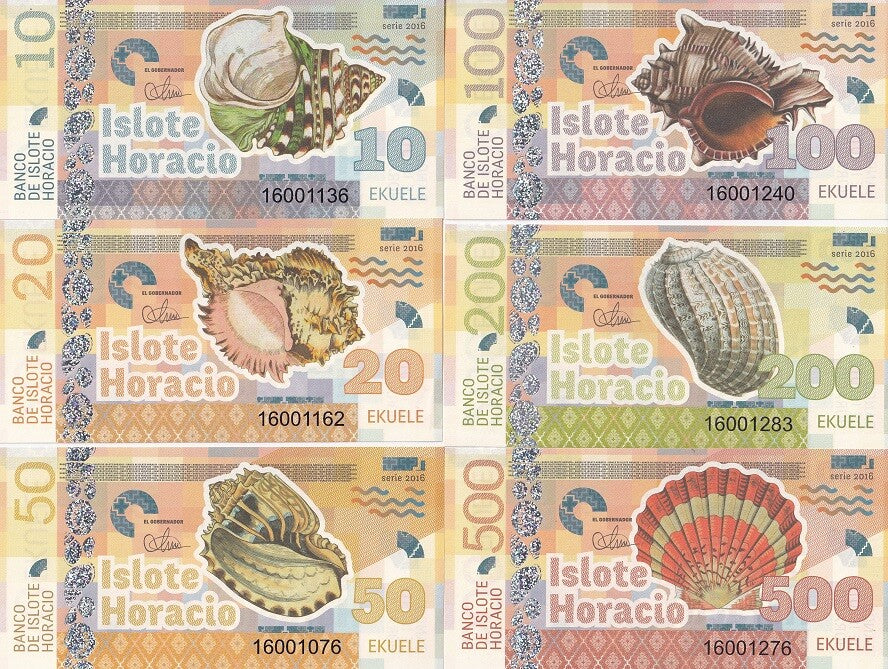 Island Horatio Set 6 10 20 50 100 200 500 Ekuele 2016 Shellfish Scallop Fantasy