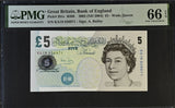 Great Britain 5 Pounds 2002 ND 2004 Sign A. Bailey P 391 c Gem UNC PMG 66 EPQ