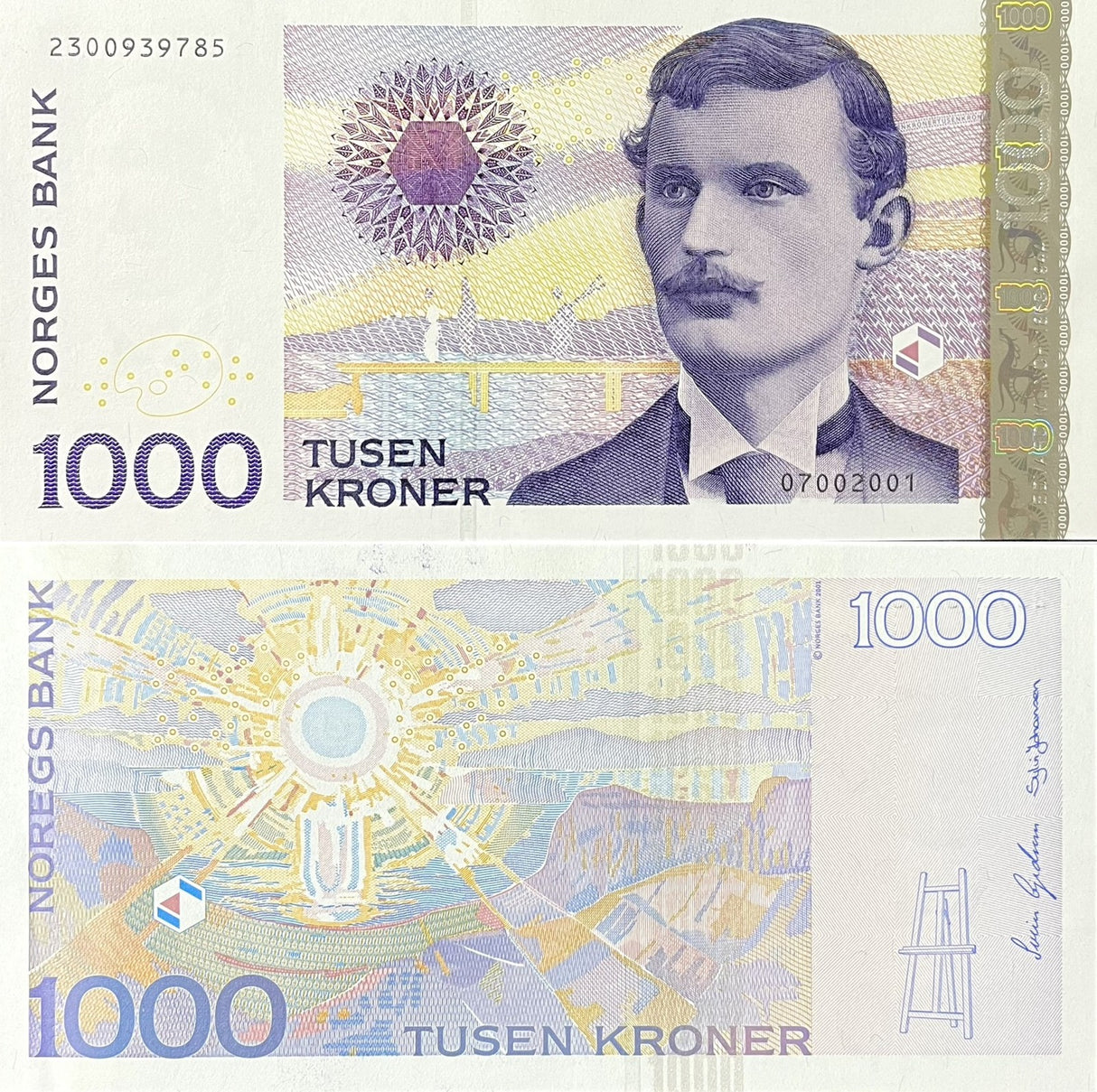 Norway 1000 Kroner 2001 P 52 a Norges Bank UNC