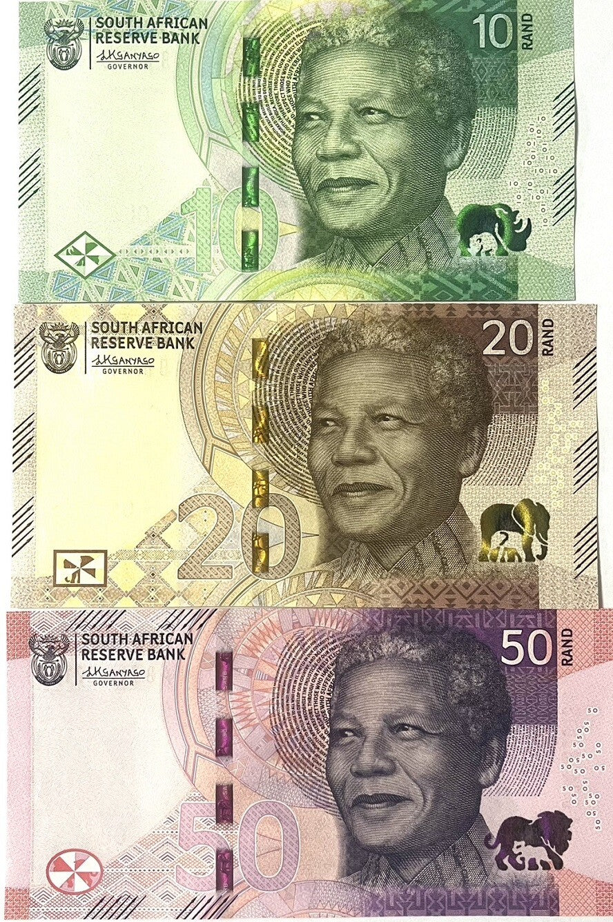 South Africa SET 3 UNC 10 20 50 Rand 2023 P 148 149 150 New Family Design