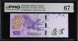 Argentina 100 Pesos ND 2018 P 363Aa Superb Gem UNC PMG 67 EPQ