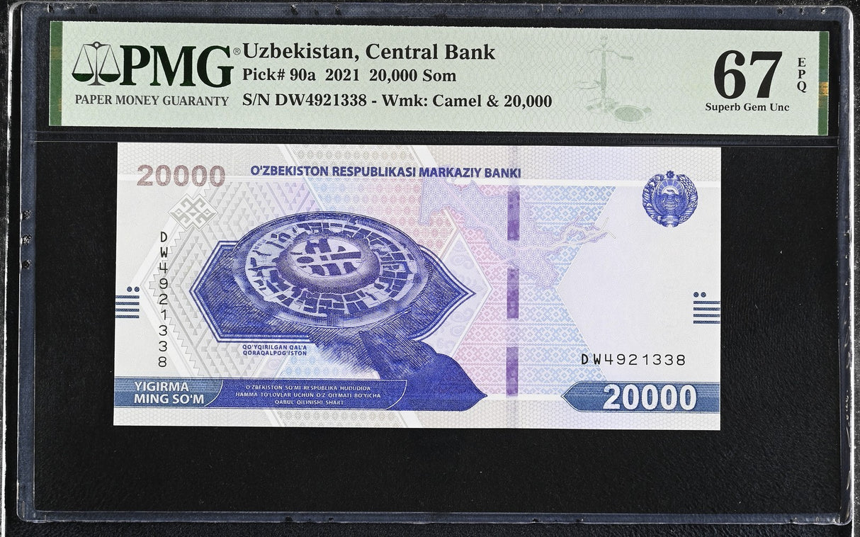 Uzbekistan 20000 Som 2021 P 90 a Superb Gem UNC PMG 67 EPQ
