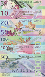 Poneet Islands Set 7 PCS 3 10 20 50 100 200 500 Kasutu 2015 Polymer