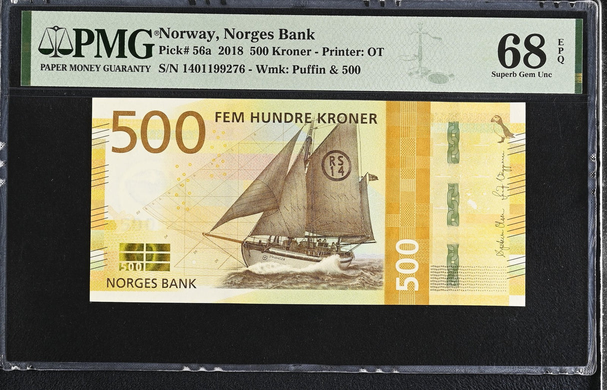 Norway 500 Kroner 2018 P 56 a Superb Gem UNC PMG 68 EPQ