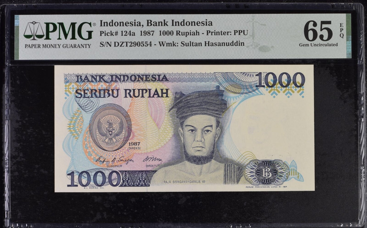 Indonesia 1000 Rupiah 1987 P 124 a Gem UNC PMG 65 EPQ