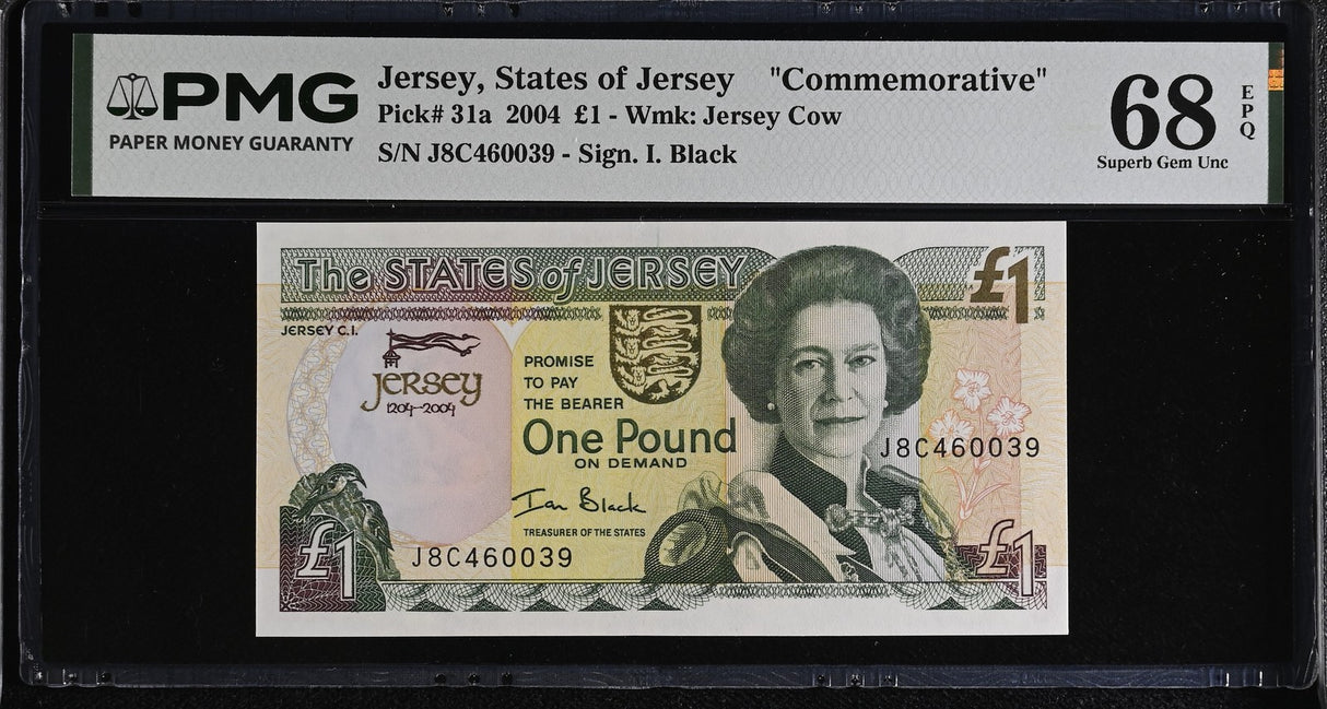 Jersey 1 Pound 2004 Commemorative QE II P 31 a Superb Gem UNC PMG 68 EPQ TOP POP