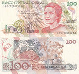 Brazil 100 Cruzeiros ND 1990 P 228 UNC