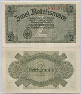 Germany 2 Reichsmark ND (1940-1945) 7 digit P R137a UNC ,Neue Wache, Berlin
