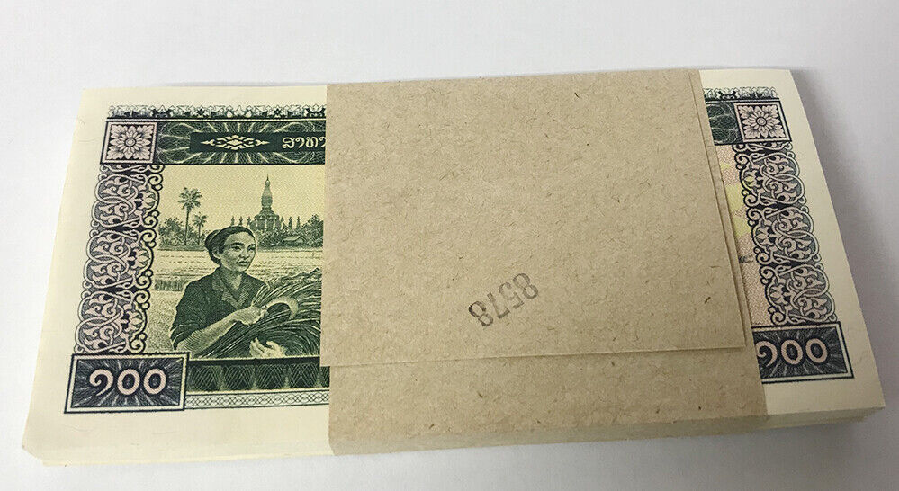 Laos 100 Kip ND 1979 P 30 UNC Lot 100 Pcs 1 Bundle