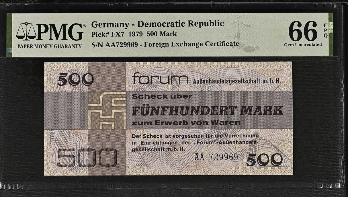 Germany Demorcratic 500 Mark 1979 P FX7 Gem UNC PMG 66 EPQ
