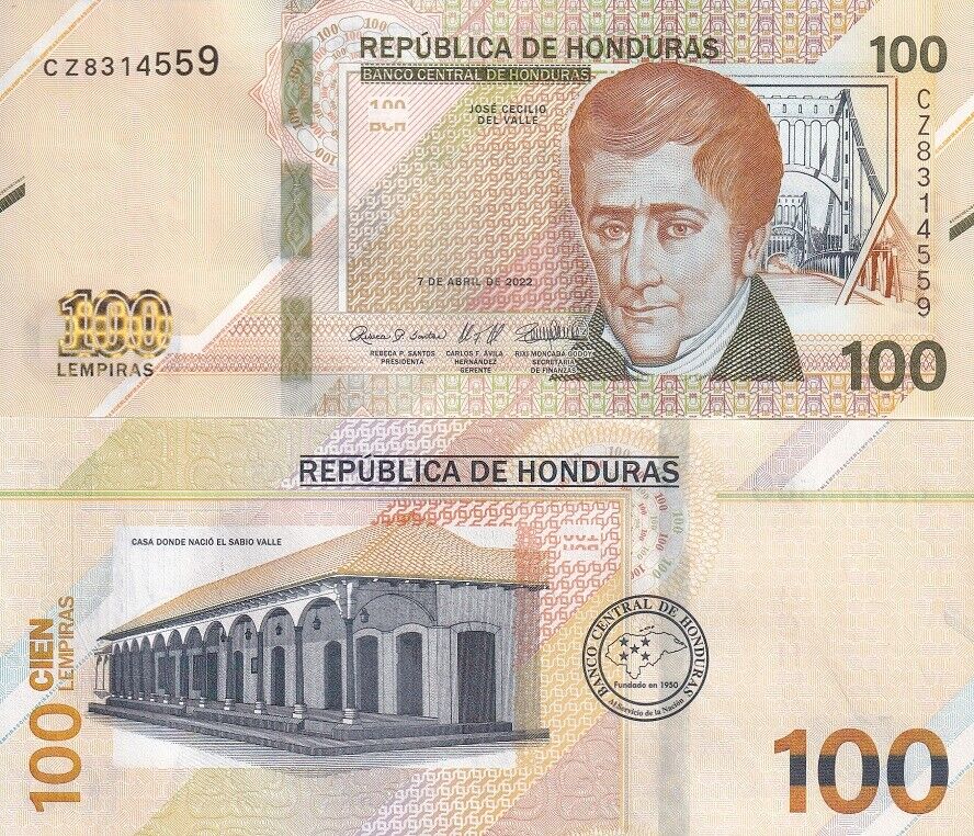 Honduras 100 Lempiras 2022 / 2024 P NEW Revise Design UNC