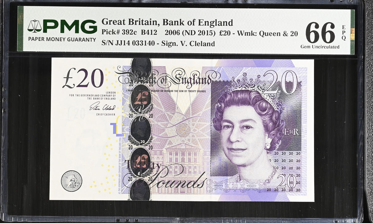 Great Britain 20 Pounds 2006 ND 2015 P 392 c QEII Gem UNC PMG 66 EPQ