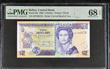 Belize 2 Dollars 2007 P 66 c Superb Gem UNC PMG 68 EPQ TOP POP